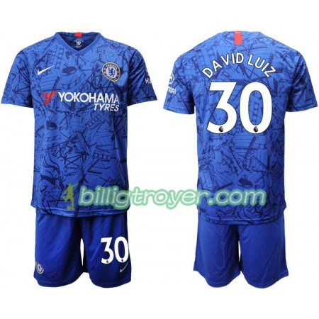 Billige Fotballdrakter Chelsea David Luiz 30 Barn Hjemmedraktsett 2019/20 Kortermet